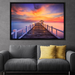 Celebrated Pier Pink Sunset - NicheCanvas