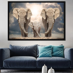 Elephant Family Under the Sun - NicheCanvas