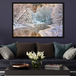 Winter River Landscape - NicheCanvas