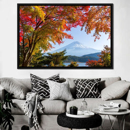 Autumn Trees by Mount Fuji - NicheCanvas