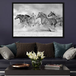 Black & White Horses Heard - NicheCanvas