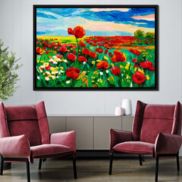 Field of Red Poppies - NicheCanvas