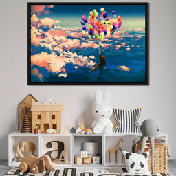 Flying with Colorful Balloons - NicheCanvas