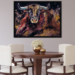 Brown Bull Charge - NicheCanvas