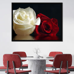 Red & White Roses Reflection - NicheCanvas