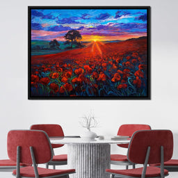 Sunset Over the Poppy Fields - NicheCanvas