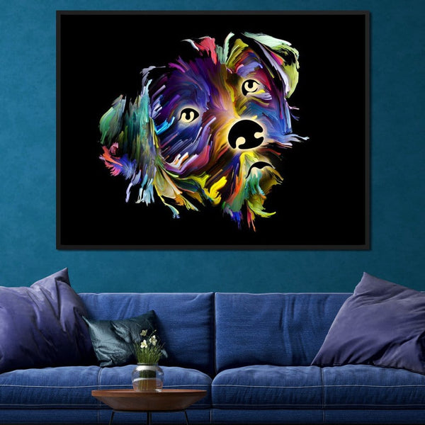 Coloful Dog on Black Background | NicheCanvas