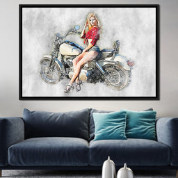  Girl Motorcycle - Mateo - NicheCanvas
