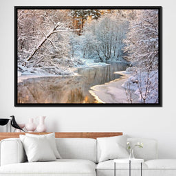 Winter River Landscape - NicheCanvas