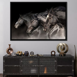Three Black Stallions - NicheCanvas