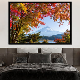Autumn Trees by Mount Fuji - NicheCanvas