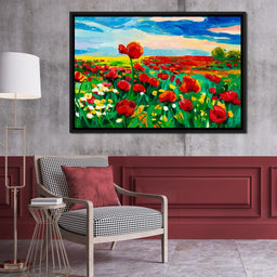 Field of Red Poppies - NicheCanvas