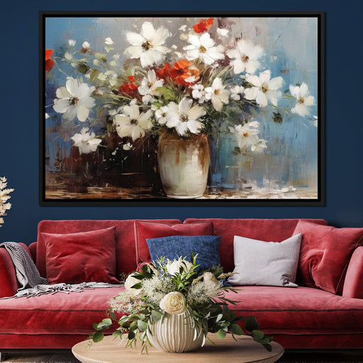 White & Red Flowers - Wildrose Creations Canvas Print