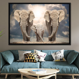 Elephant Family Under the Sun - NicheCanvas