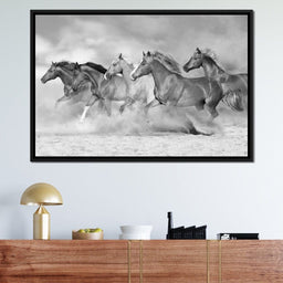 Black & White Horses Heard - NicheCanvas