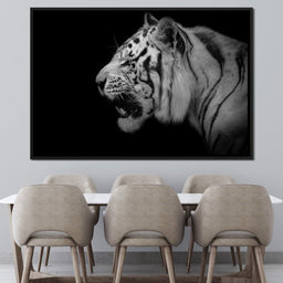 Black and White Tiger Profile - NicheCanvas