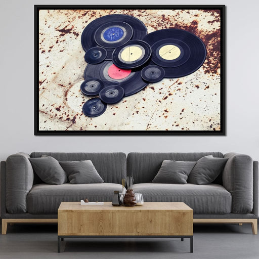 Heart Shaped Vinyl Records Canvas Print