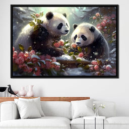 Winter Pandas - Neal Hackett - NicheCanvas
