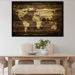 World Map - Oak Planks - NicheCanvas