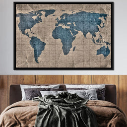 Blue Lands World Map - NicheCanvas