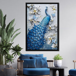 Blue Peacock Flower 1 panel - NicheCanvas