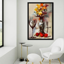 Abstract Wine & Flowers 02 - NicheCanvas
