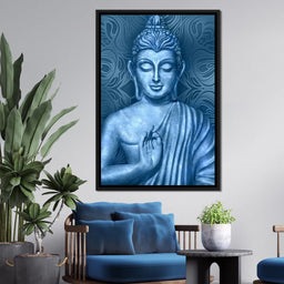 Blue Meditating Buddha - NicheCanvas