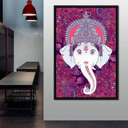 Hindu Lord Ganesha in Pink - NicheCanvas