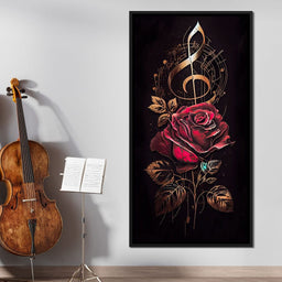 Red Rose & Musical Notes - NicheCanvas