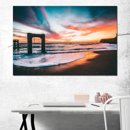 Beach Sunset Old Pier - Johanjjf - NicheCanvas