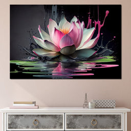 Watercolor Lotus Flower - NicheCanvas