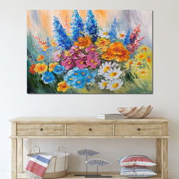 Abstract Bouquet of Spring Flowers - NicheCanvas