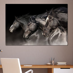 Three Black Stallions - NicheCanvas