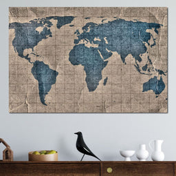Blue Lands World Map - NicheCanvas