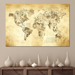 World Map Da Vinci - Mateo - NicheCanvas