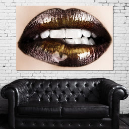Black & Gold Lips - NicheCanvas