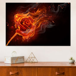 Rose on Fire - NicheCanvas