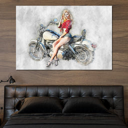  Girl Motorcycle - Mateo - NicheCanvas