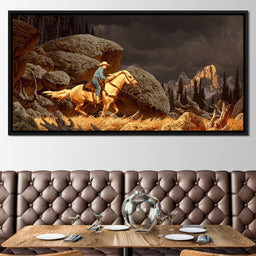 Cowboy In The Rockies - NicheCanvas