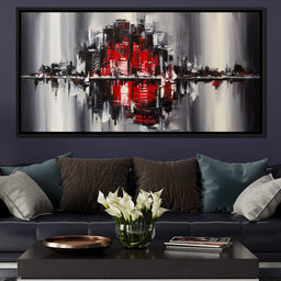 Red Black & Grey Skyline - NicheCanvas