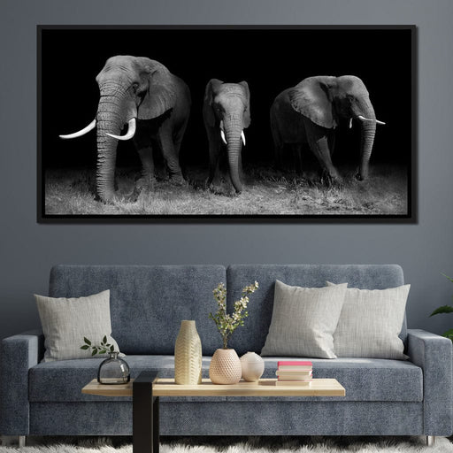 Black and White Elephants Canvas Print