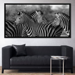 Zebra Herd in Black & White - NicheCanvas