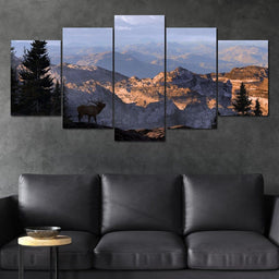 Elk by the Mountains - NicheCanvas