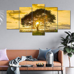 German Country Sunset Multi Panel Canvas Wall Art - NicheCanvas