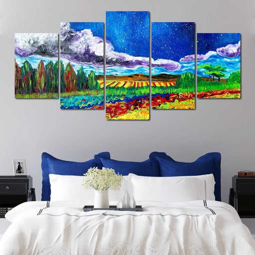 Vineyards at the Horizon - Chiara Magni - Canvas Print - wall art of a beautiful watercolor painting of the vineyards - this decor is the perfect pop of color your room needs | NicheCanvas