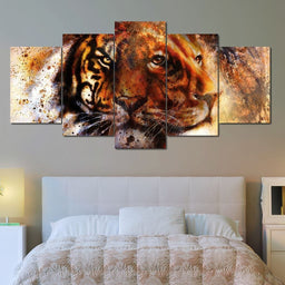 Tiger & Lion Multi Panel Canvas Wall Art - NicheCanvas