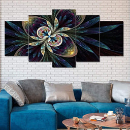 Symmetrical Digital Flower Multi Panel Canvas Wall Art - NicheCanvas