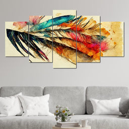 Feathers in Watercolor - NicheCanvas