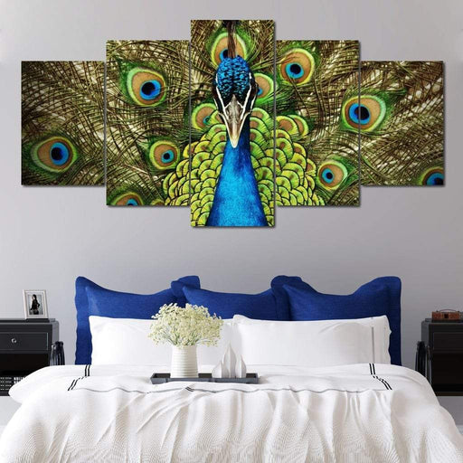 Champion Peacock - Canvas Print - colorful wall art of a peacock acrylic painting - this art decor would make a great addition to any space looking for a little extra aesthetic flair | NicheCanvas