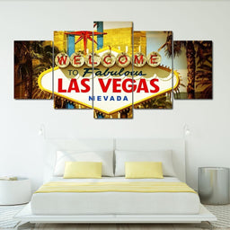 Welcome To Fabulous Las Vegas Multi Panel Canvas Wall Art - NicheCanvas
